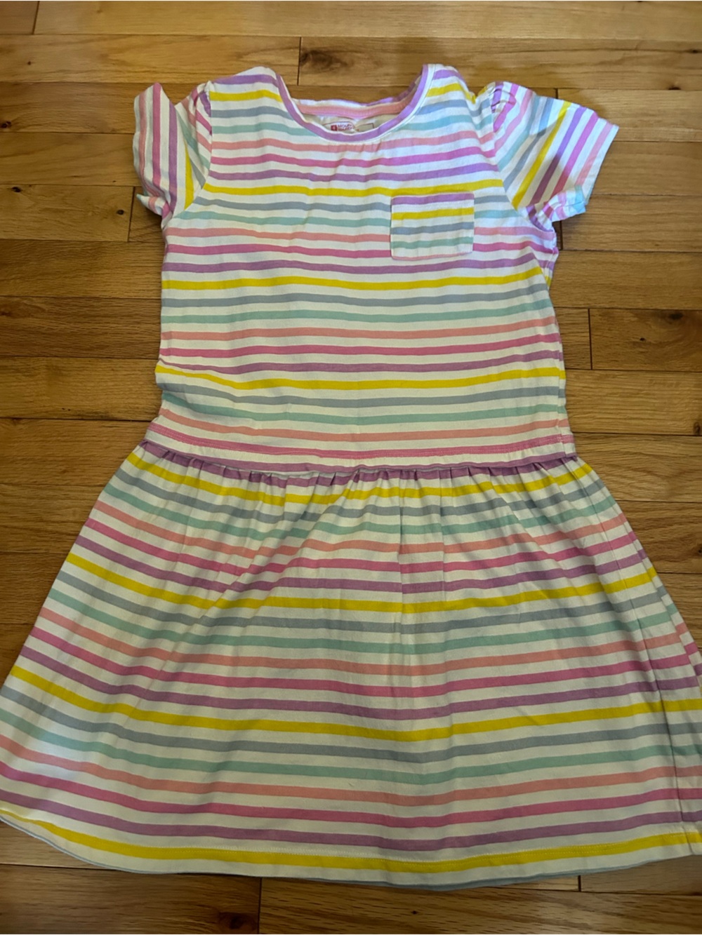 Girls' Multicolor Pastel Stripe Short Sleeve Dress